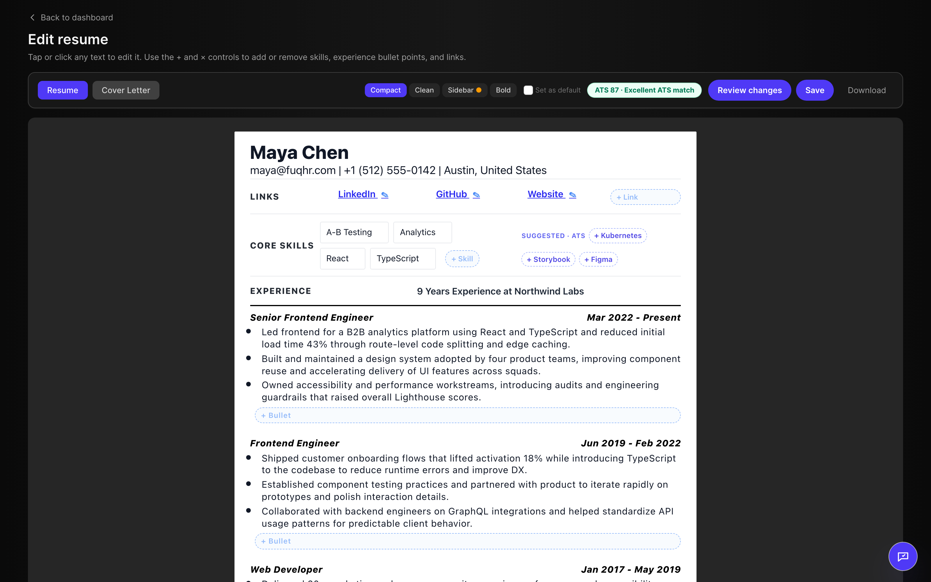 FuqHR resume editor