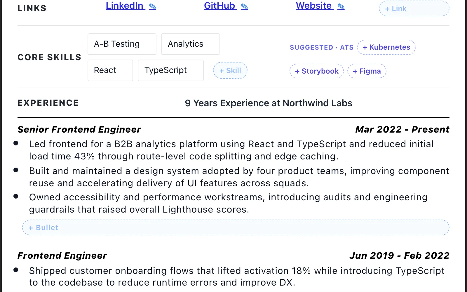 Editing a CV section to match the wording of a job advertisement